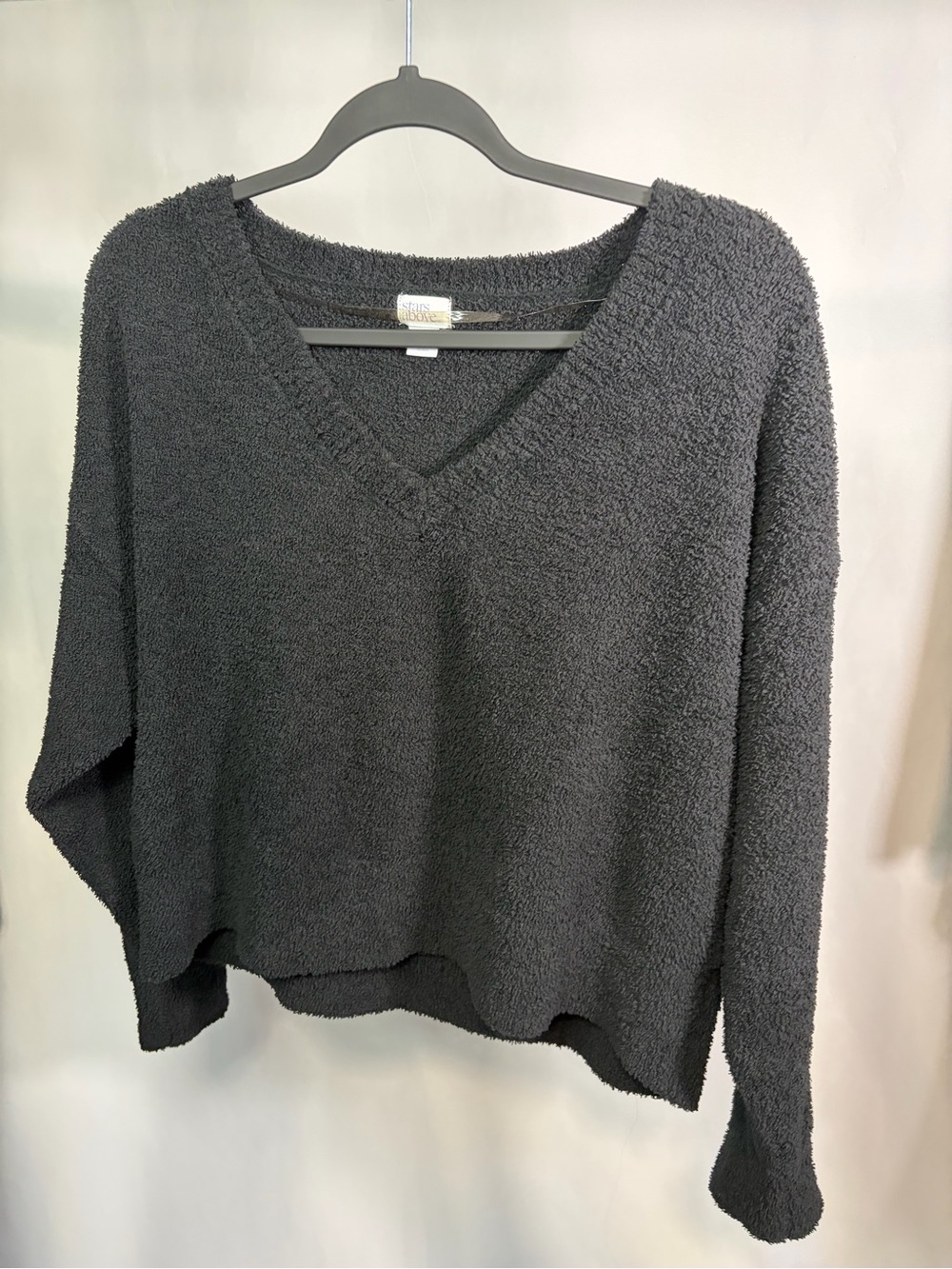 Stars Above Black Asymmetrical Cozy Lounge Sweater – Size L
